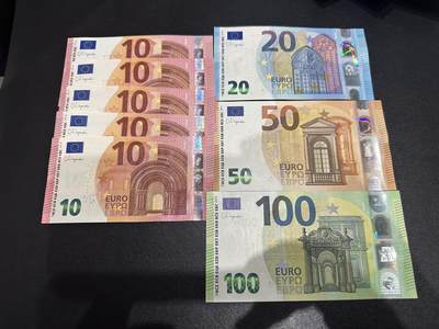 《外钞收藏家》第六百二十一期（精选场）（长期征集拍品、欢迎藏友们联系合作） - 四签10、20、50、100欧元（10欧元有5张 其中1张豹子号777）一起 全新