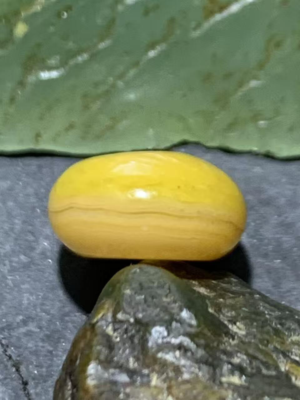 精美蒙料鸡油黄冻料战国红玛瑙随形算盘珠一个