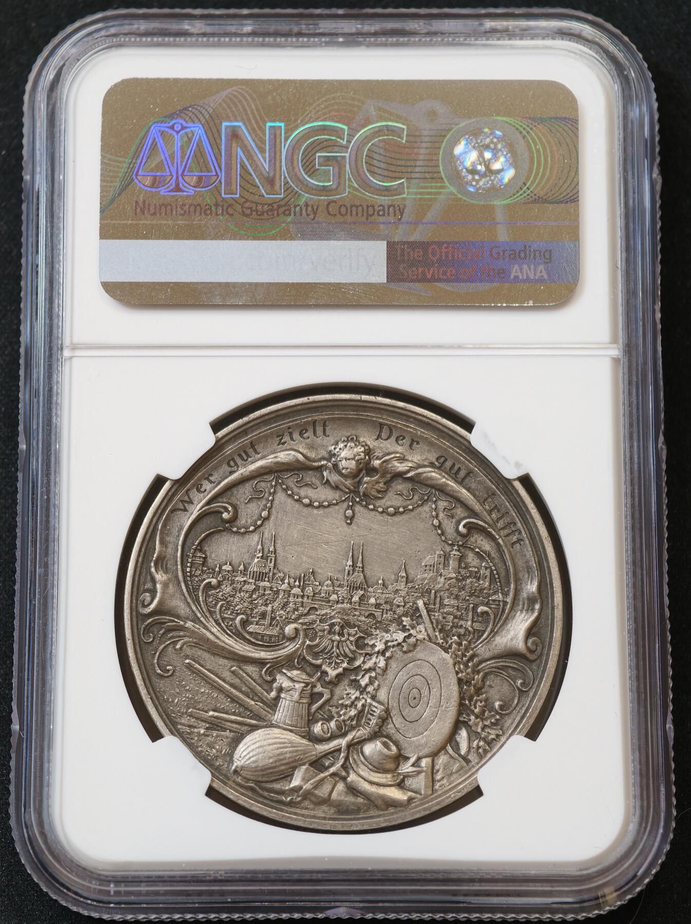 “方寸甄品”甄品场，甄臻铺-世界币章拍卖（第57期，直播拍卖），送拍享返佣金等优惠多多 NGC-UNC 1897年德国联邦射击节第12届巴伐利亚王国纽伦堡市射击节