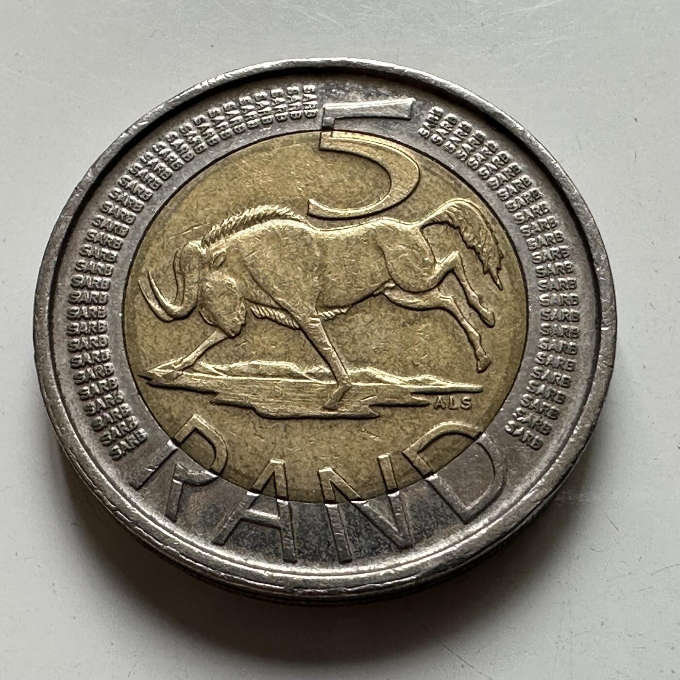 🌹外币初藏🌹🐯2026年第34场   每周二四六晚8️⃣点 接代拍 南非 2014年 蓝角马 5兰特 双色币 