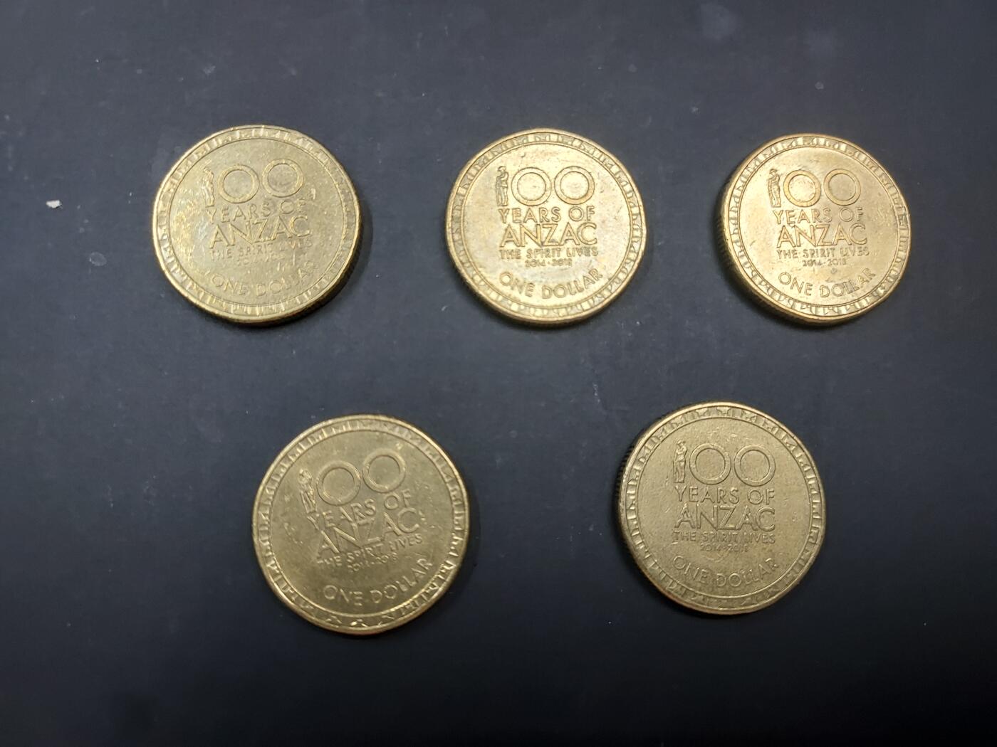 博彦收藏    4月1日 8点 钱币专场 澳洲 澳纽军团 1元硬币5枚