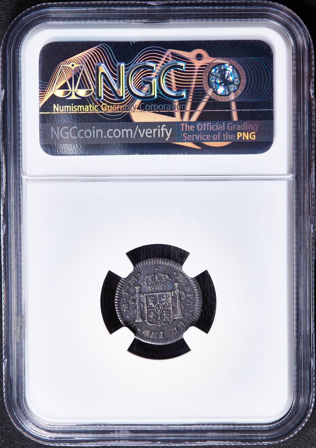 【俄甄集藏】2026年(050)04-01星期三 晚 19:30 全场包邮 西属墨西哥1800年卡洛斯四世Mo FM版1/2里亚尔双柱银币，NGC XF45，酱彩包浆，细节犀利，状态尚佳