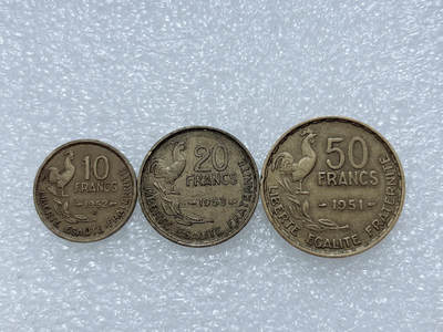 第一海外回流一元起拍收藏 散集专场  第306期 - 法国高卢鸡2硬币3枚套