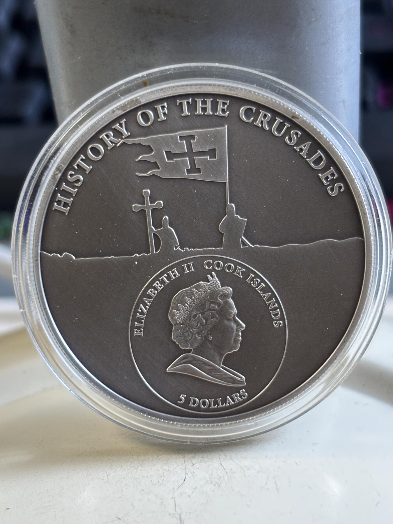 第195期拍卖 库克2010年十字军系列第三次东征战役仿古纪念银币，925银，25克，发行1000枚