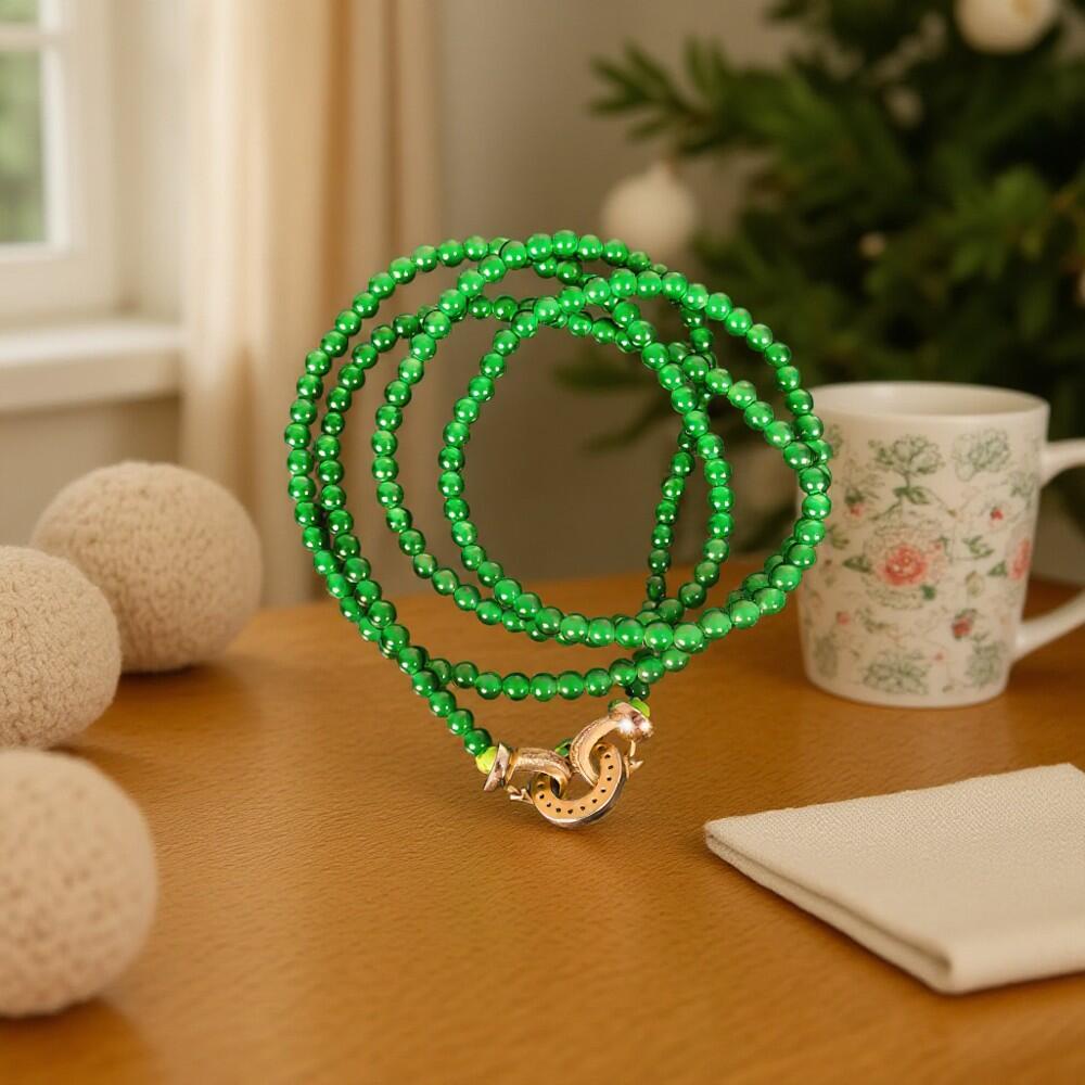 碧月说宝 君子怀瑾·当代和田玉清风专场(五) s925帝王绿小米珠项链