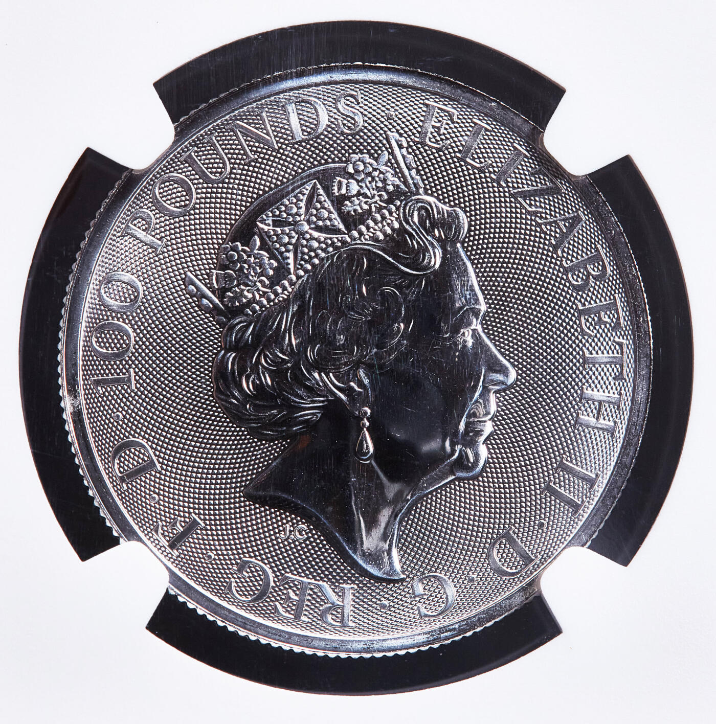 【俄甄集藏】2026年(050)04-01星期三 晚 19:30 全场包邮 英国2023年都铎王室神兽系列-博福特山羊角兽(耶鲁)100镑1盎司铂金币，NGC MS69，重31.21克，9995铂金，难得一见的品种