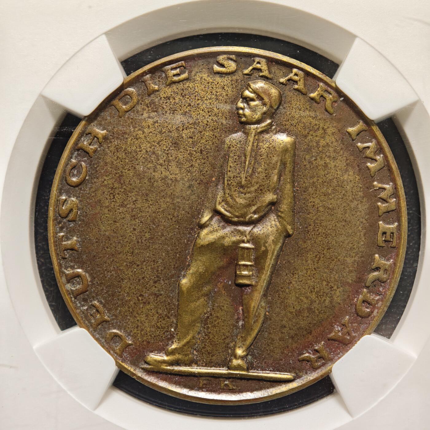 【德藏】世界币章拍卖第169期（拍品征集中~欢迎藏友联系） 1935年 德国萨尔公投纪念铜章 NGC UNC