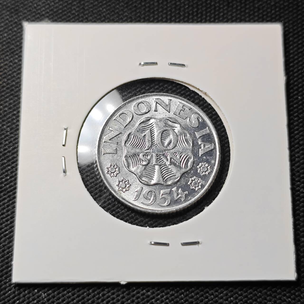 KK钱币收藏小铺  第407期 2月预留时间 周末发货  1954印尼10仙