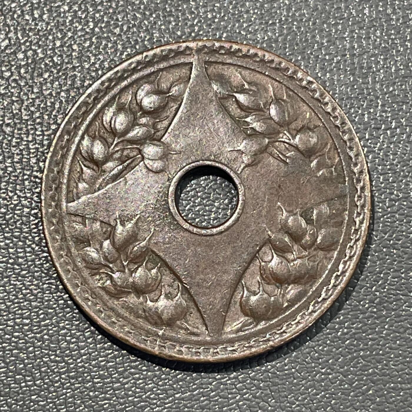 回流0328  民国五年（1916年）北洋政府时期天津造币厂壹分圆孔铜币（中孔嘉禾版）