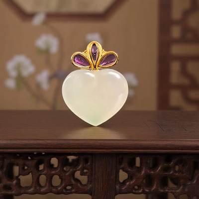 碧月说宝 君子怀瑾·当代和田玉清风专场(五) - 18K爱心吊坠