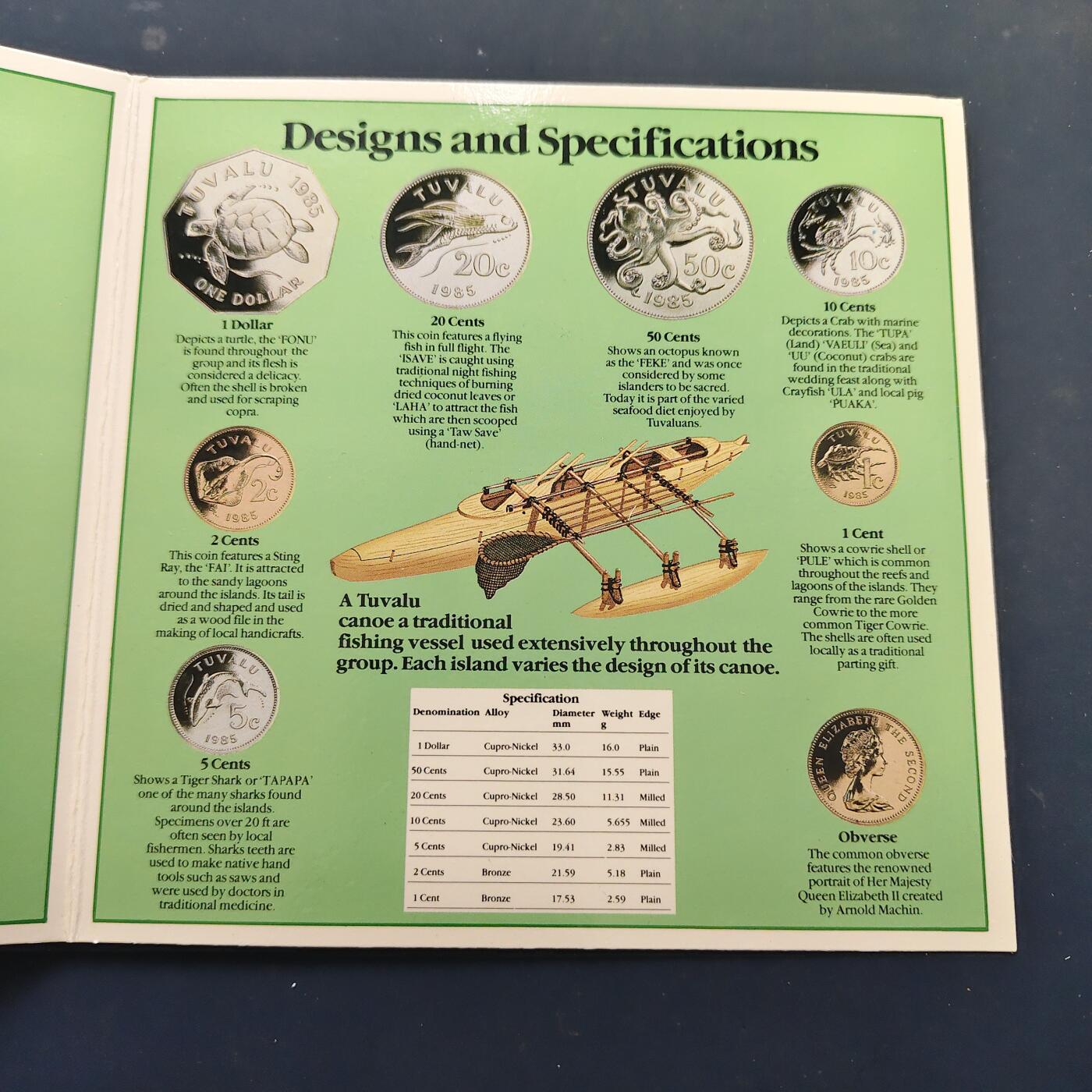 【全场包邮】纯粹捡漏拍515场 图瓦卢1985年皇家厂出品官方套币-MS1