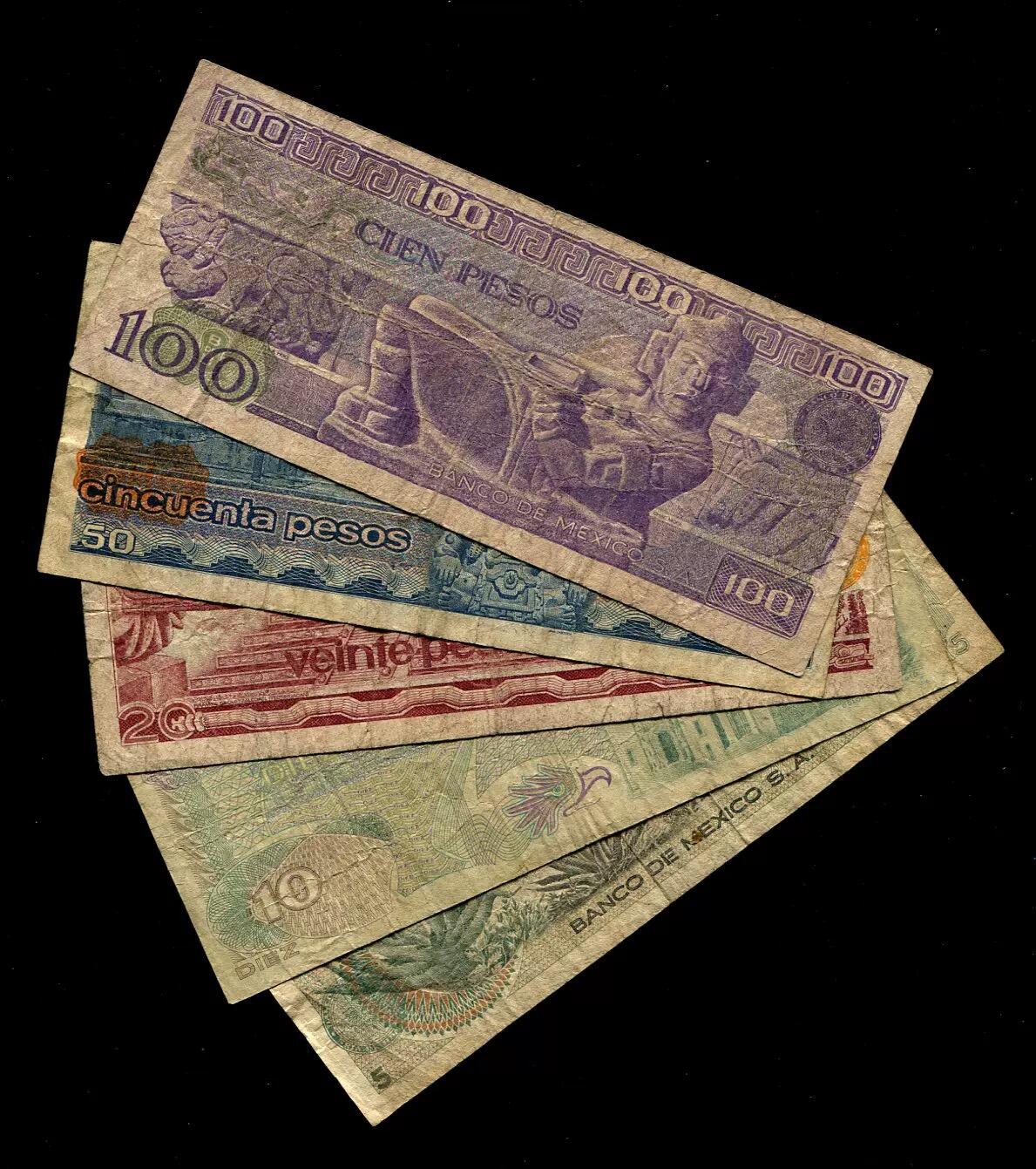 各国钱币套装场 墨西哥 1969-1982年 5,10,20,50,100比索 