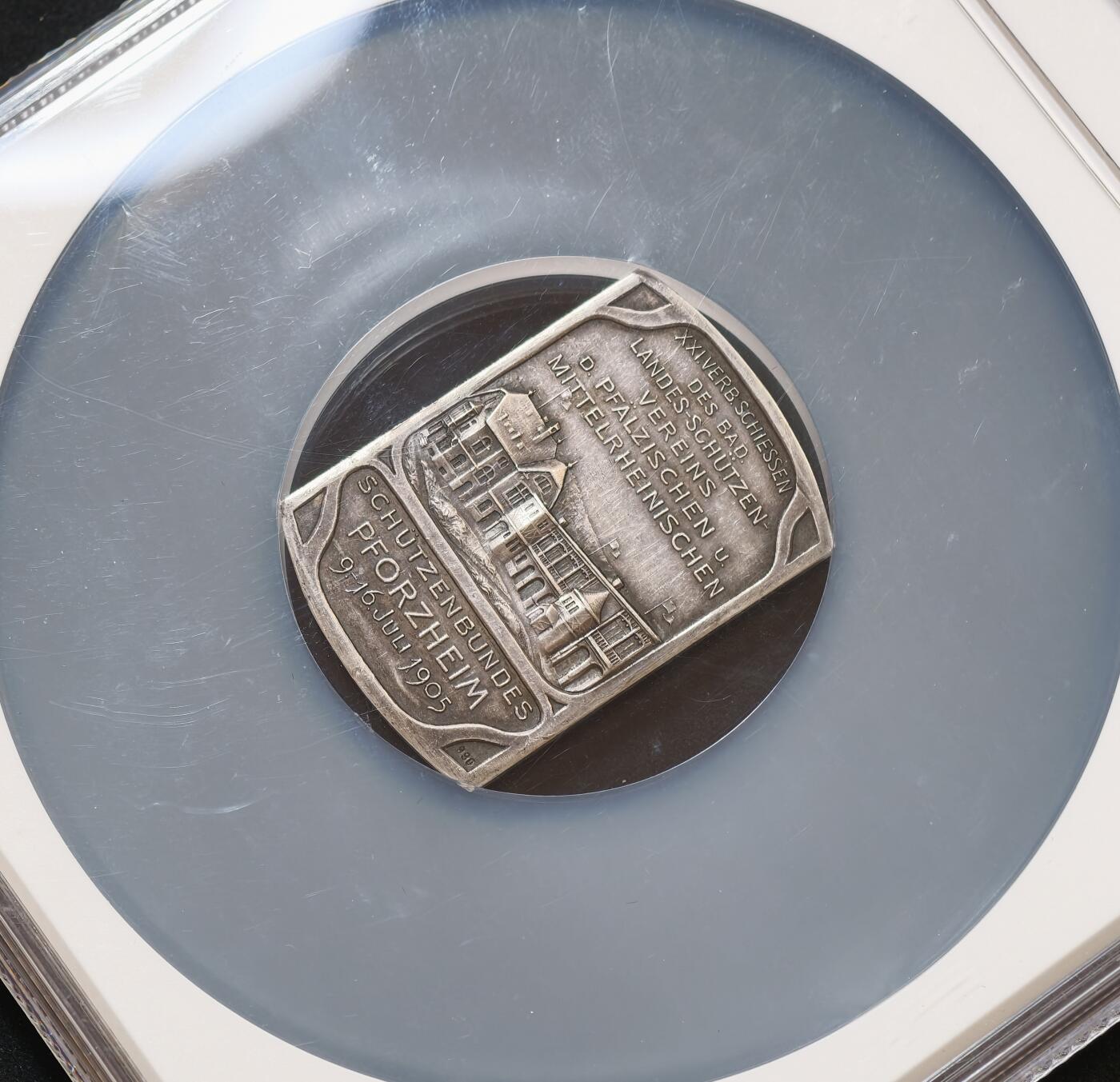 “方寸甄品”甄品场，甄臻铺-世界币章拍卖（第57期，直播拍卖），送拍享返佣金等优惠多多 NGC-MS60 1905 德国巴登弗里德里希一世联合射击节大银章， 更高评级仅5枚