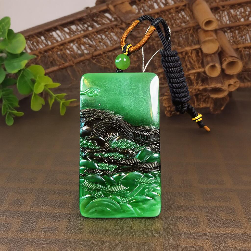 碧月说宝 君子怀瑾·当代和田玉清风专场(五) 老坑碧玉山水牌挂件