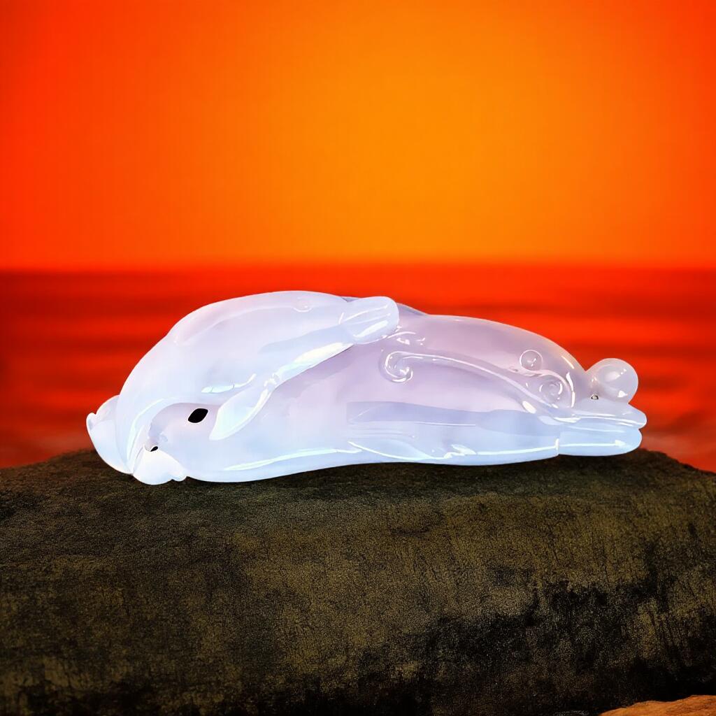 碧月说宝 君子怀瑾·当代和田玉清风专场(六) 冰种紫罗兰翡翠双鱼挂坠