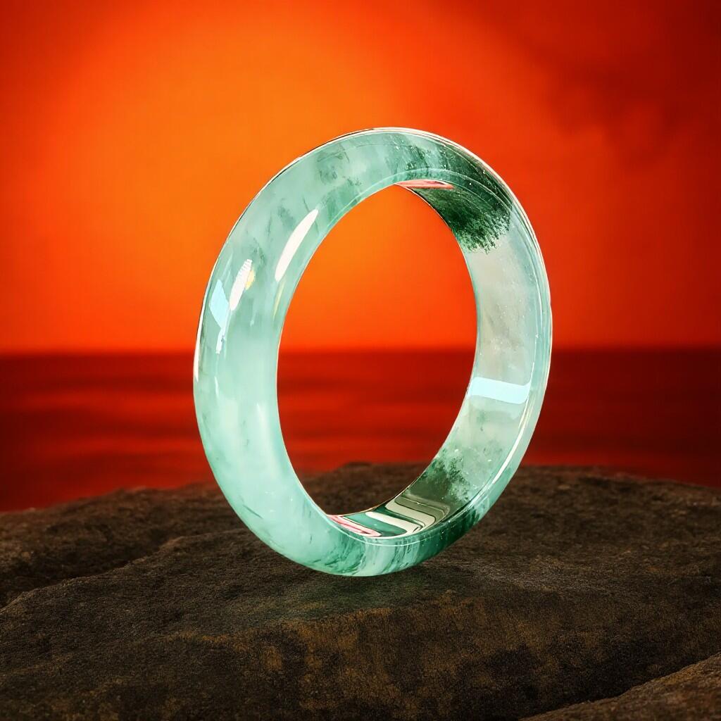 碧月说宝 君子怀瑾·当代和田玉清风专场(六) 高冰起荧光翡翠飘花手镯