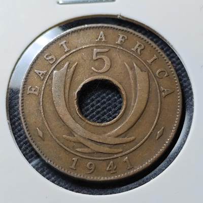KK钱币收藏小铺  第408期 2月预留时间 周末发货 -  1941英属东非5分