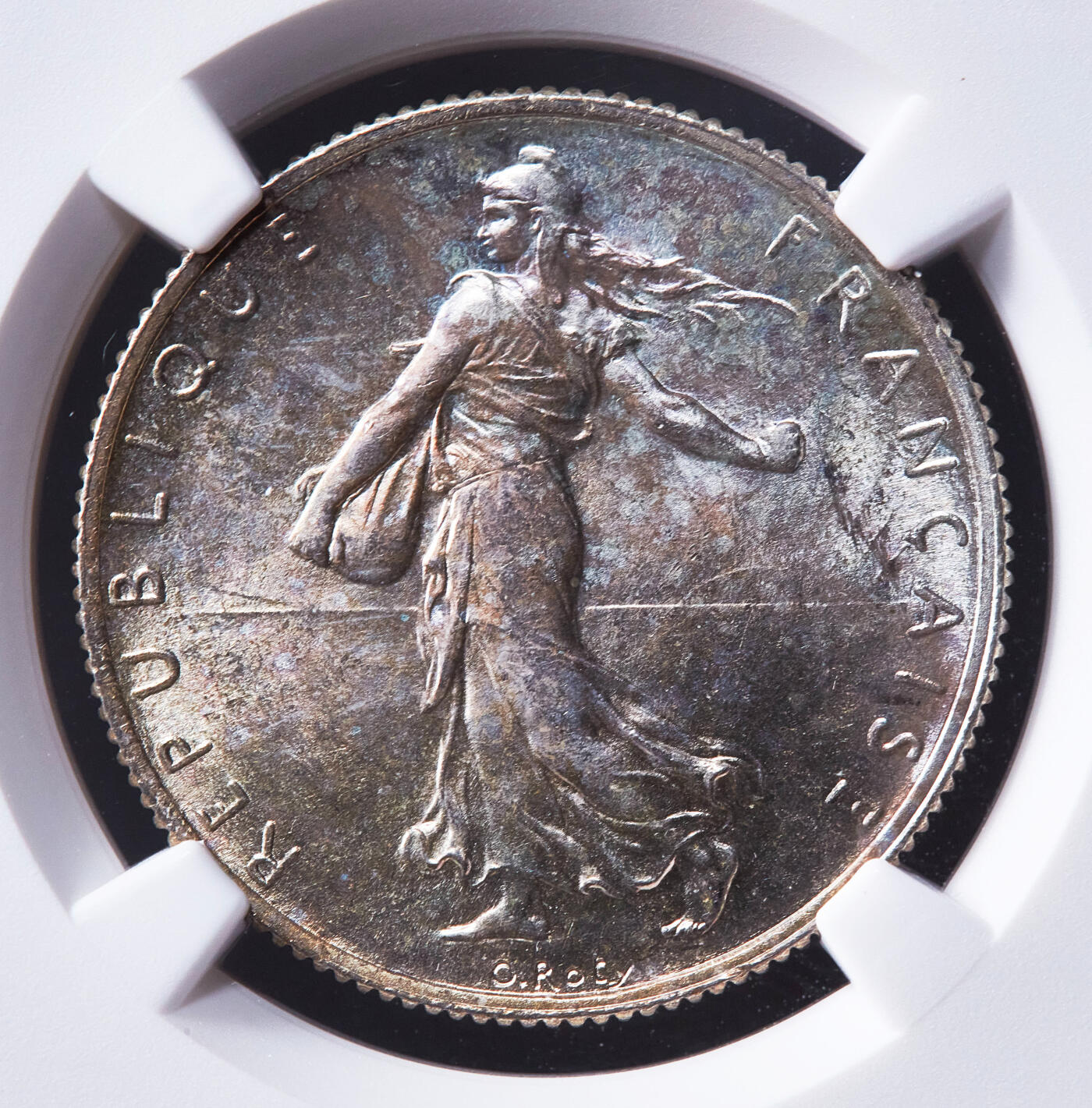 【俄甄集藏】2026年(050)04-01星期三 晚 19:30 全场包邮 法国1920年播种女神2法郎银币，NGC MS64，原味包浆，转光品相