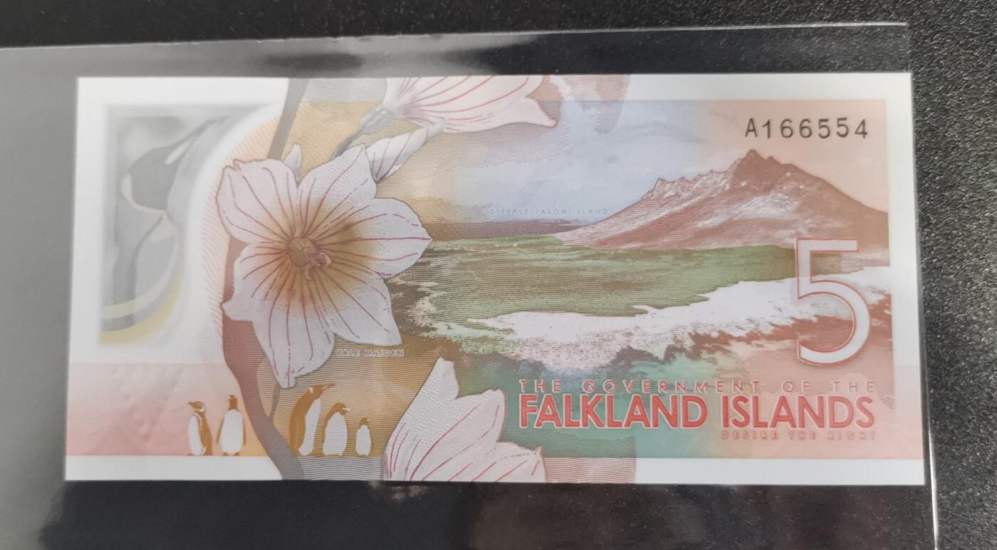 《艾美收藏》第238期-3.29周日外币畅拍场 福克兰岛2025年AA冠5镑UNC绝品 PMG67E&68E的品相及居中度 Pick#20a