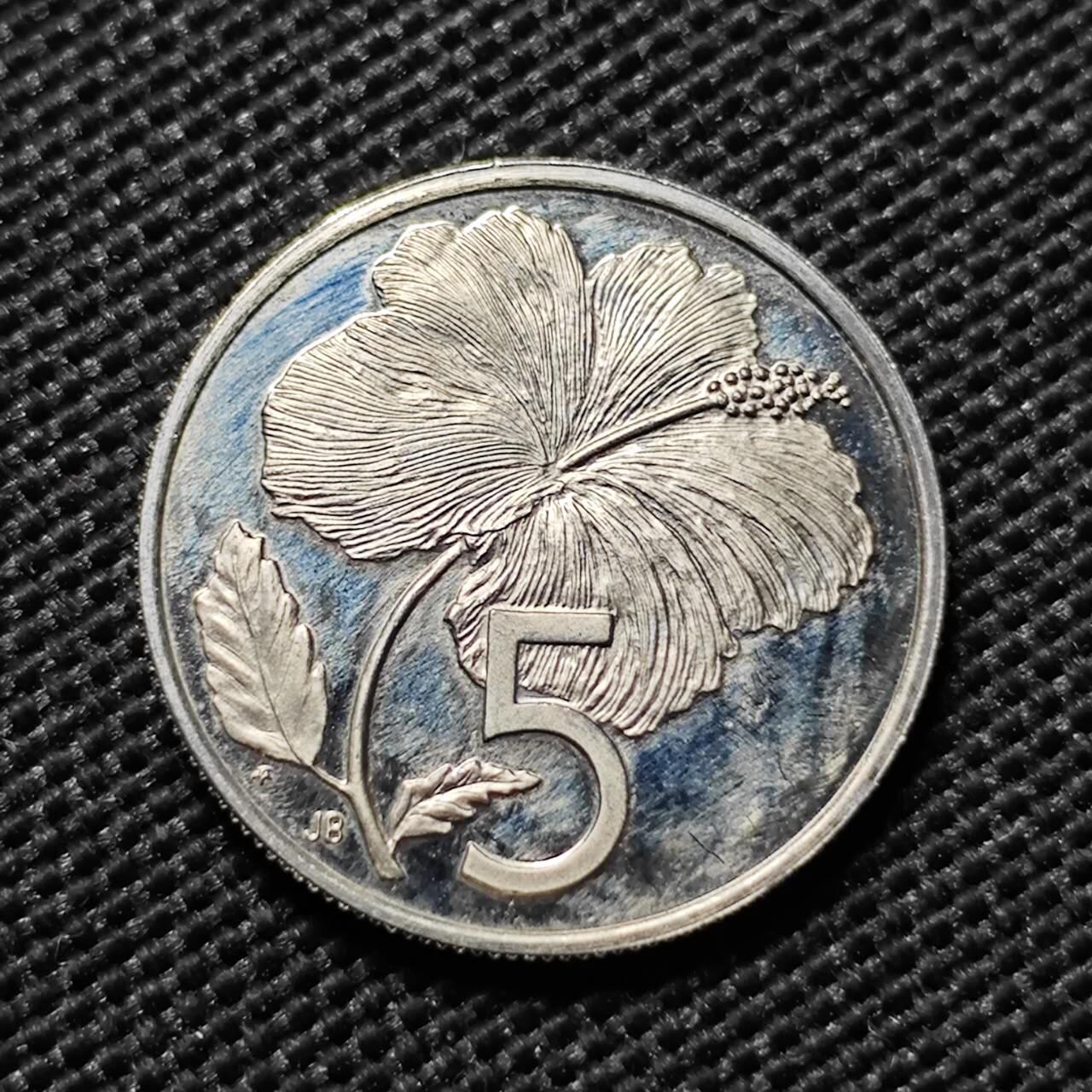 KK钱币收藏小铺  第408期 2月预留时间 周末发货   1976库克5分 精制币