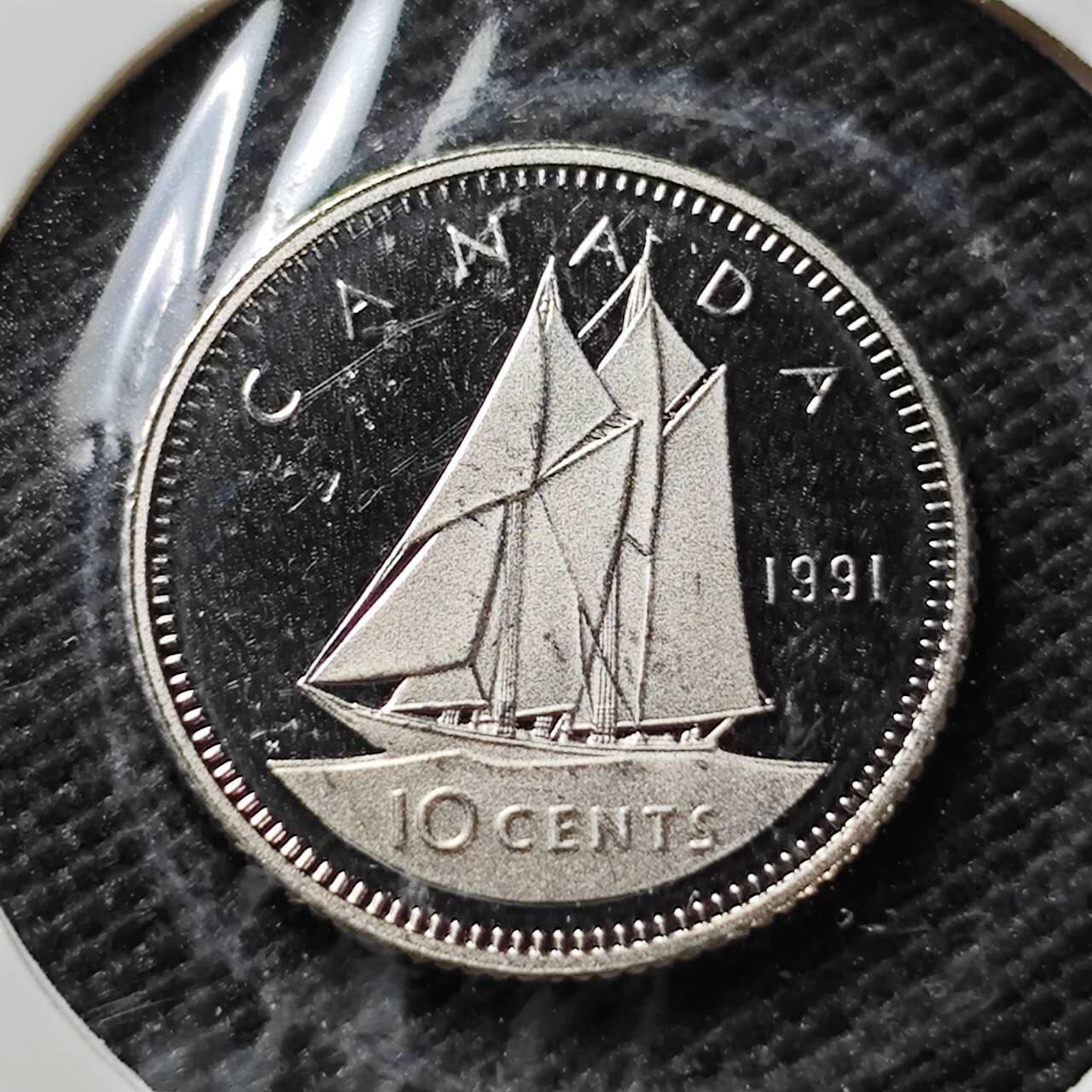 KK钱币收藏小铺  第408期 2月预留时间 周末发货   1991加拿大10分精制