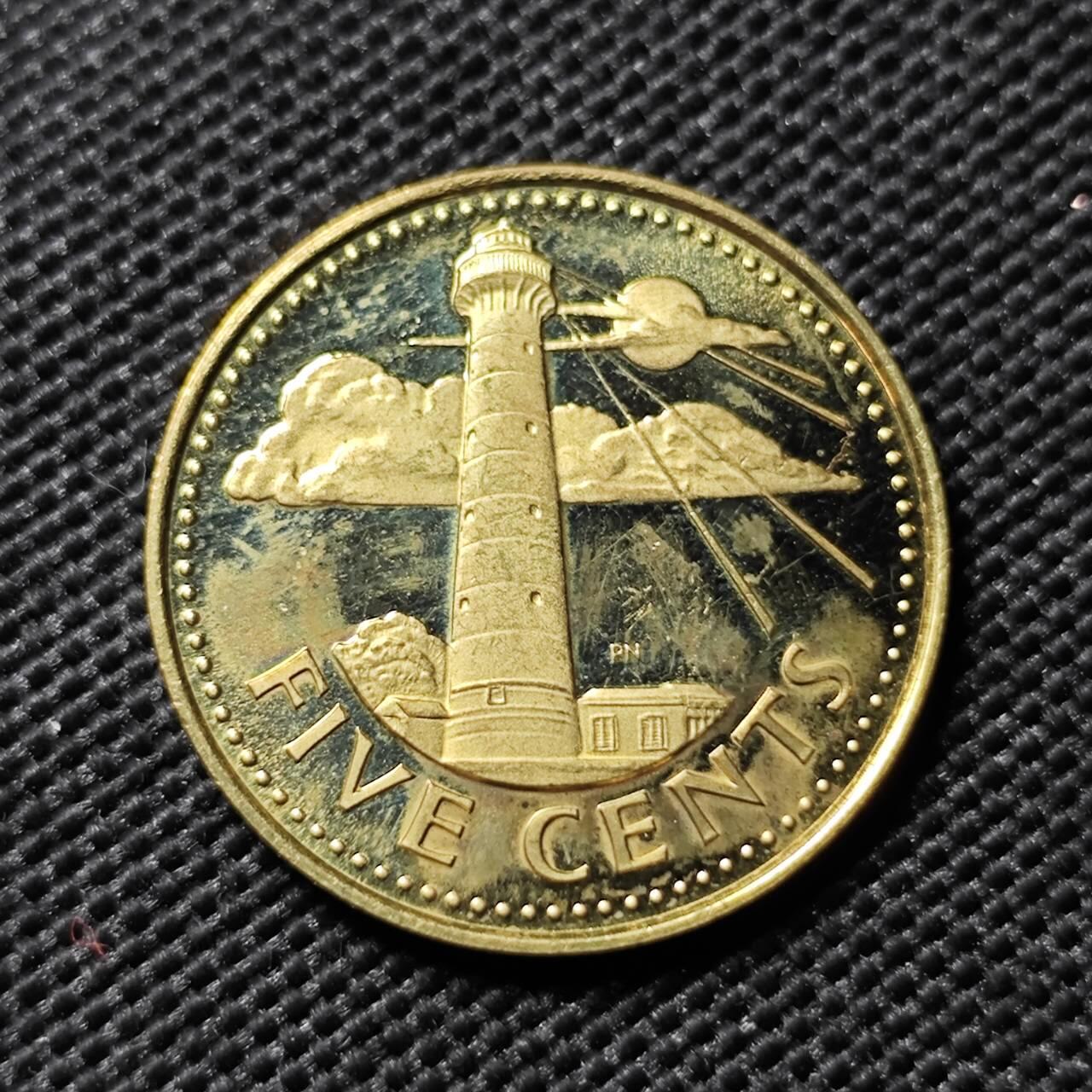 KK钱币收藏小铺  第408期 2月预留时间 周末发货   1973巴巴多斯5分 精制币