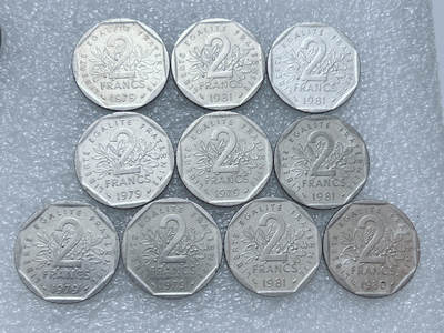 第一海外回流一元起拍收藏 散集专场  第306期 - 法国2法郎硬币 10枚