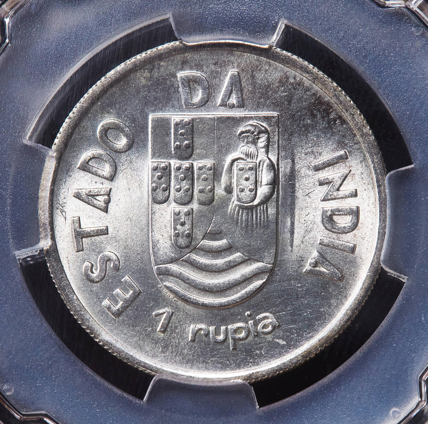 【俄甄集藏】2026年(050)04-01星期三 晚 19:30 全场包邮 葡属印度1935年1卢比银币，信泰 MS64，转光品相，重12克，917银