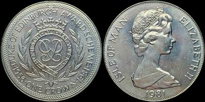 ＜星葵🌻钱币社＞第72期·东奔西走的硬币·3月31日发货 - 马恩岛1981年爱丁堡公爵奖计划25周年1克朗纪念币