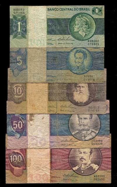 各国钱币套装场 - 巴西 1970年版 1,5,10,50,100克鲁塞罗