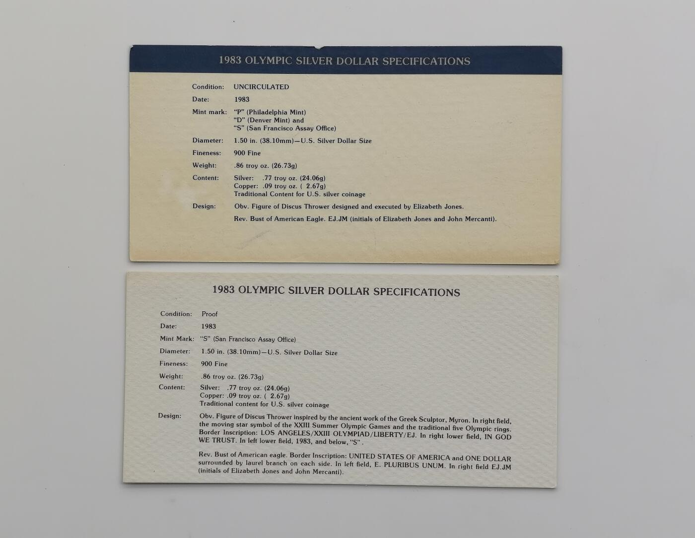 博洋堂“芳菲春韵”3月精品大拍专场暨第166期（全场包邮） 美国1983年1美元X2银币套  1983年洛杉矶奥运会 26.73X2克900银 盒证全