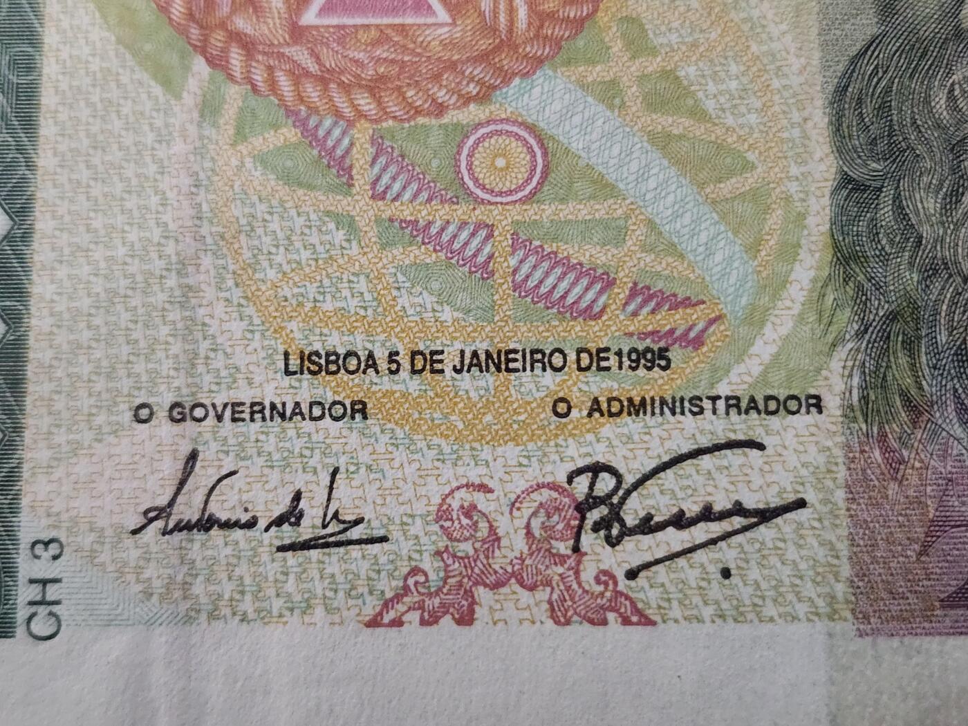 3月27号晚上8点 外国纸币自动截拍第46场 葡萄牙1995年5000首版 极美品