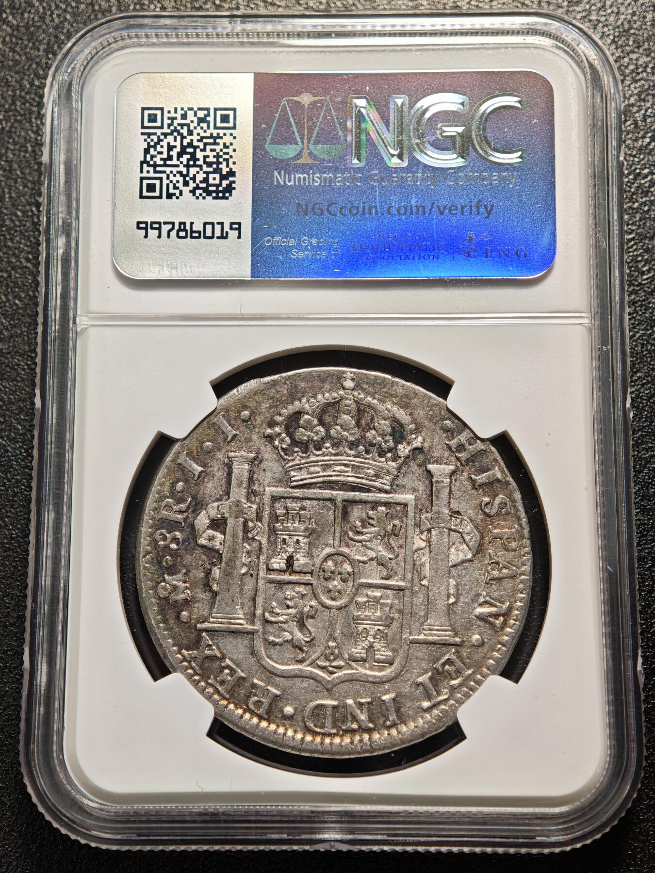 【德藏】世界币章拍卖第169期（拍品征集中~欢迎藏友联系） 1821年 墨西哥费尔南多七世8里亚尔双柱银币 NGC AU 状态安逸