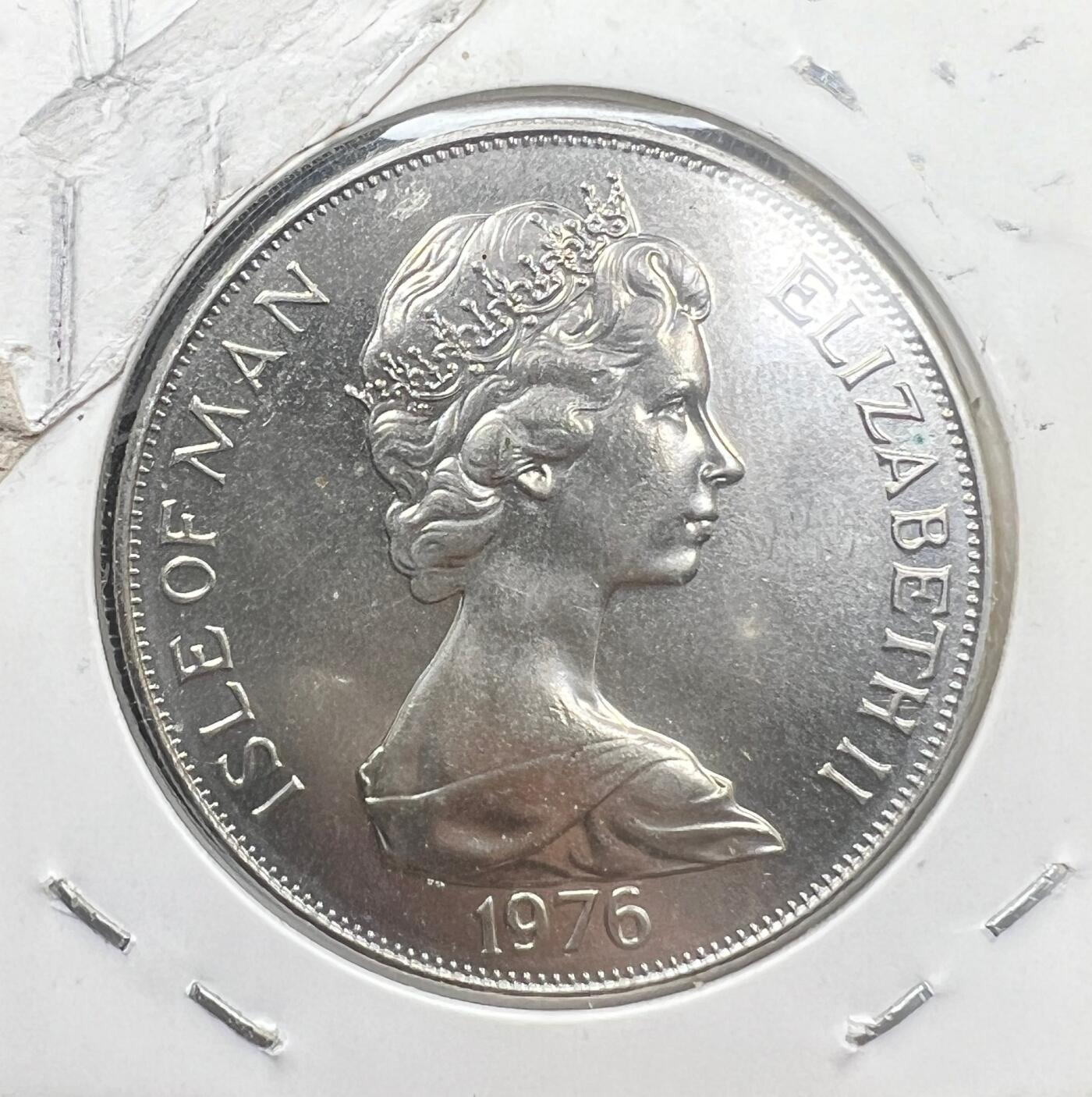 1976 年马恩岛美国独立 200 周年 1 克朗纪念币 乔治・华盛顿头像 外国钱币