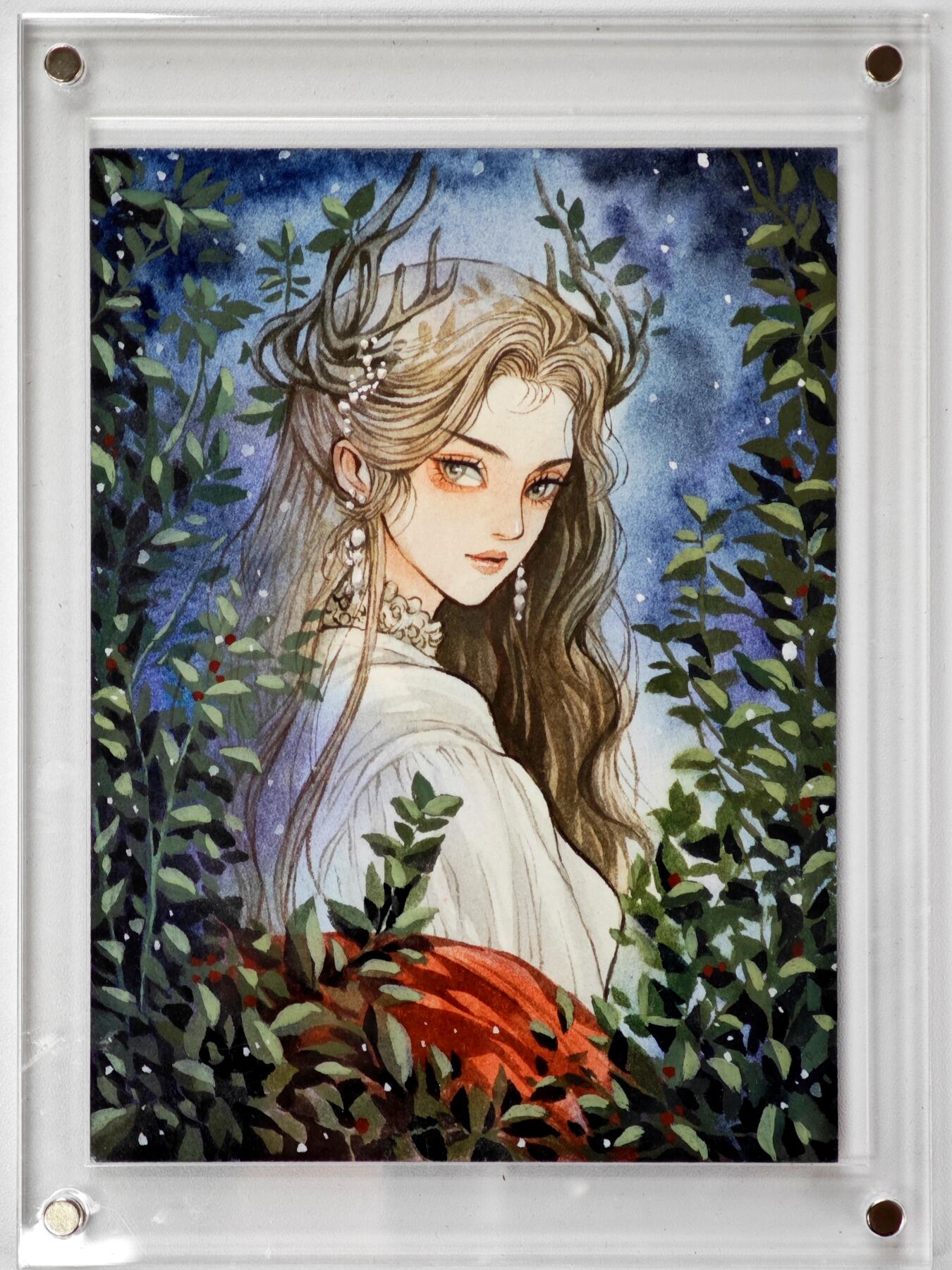 白泽拍卖卡牌手绘专场第34期（花朝去了又春分 草如茵 柳烟新） 2025 艺方文创 手绘卡 林深见鹿 尺寸：9.9cm*13.2cm 带特效  二十四亲签 卡砖封装