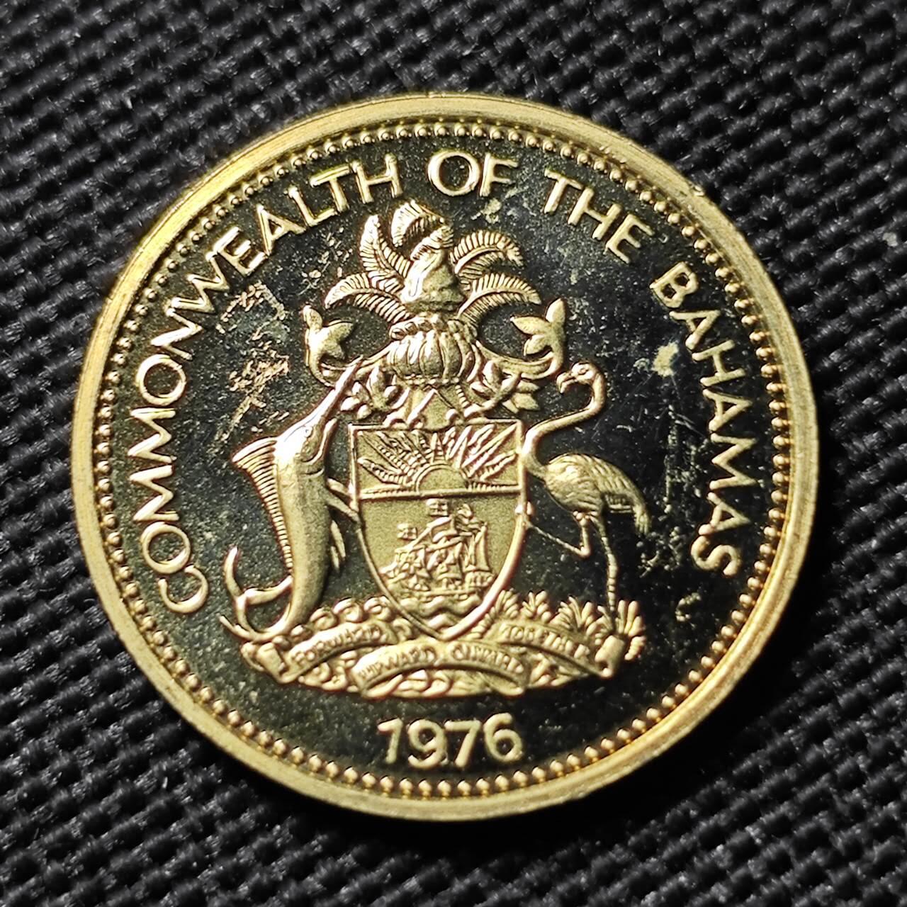 KK钱币收藏小铺  第408期 2月预留时间 周末发货  1976巴哈马海星1分精制币