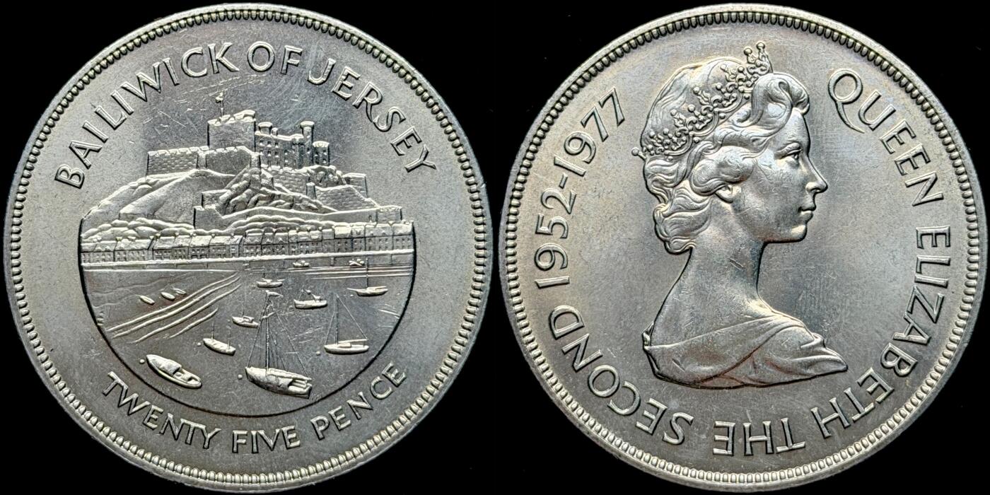 ＜星葵🌻钱币社＞第72期·东奔西走的硬币·3月31日发货 泽西岛1977年女王登基25周年1克朗纪念币