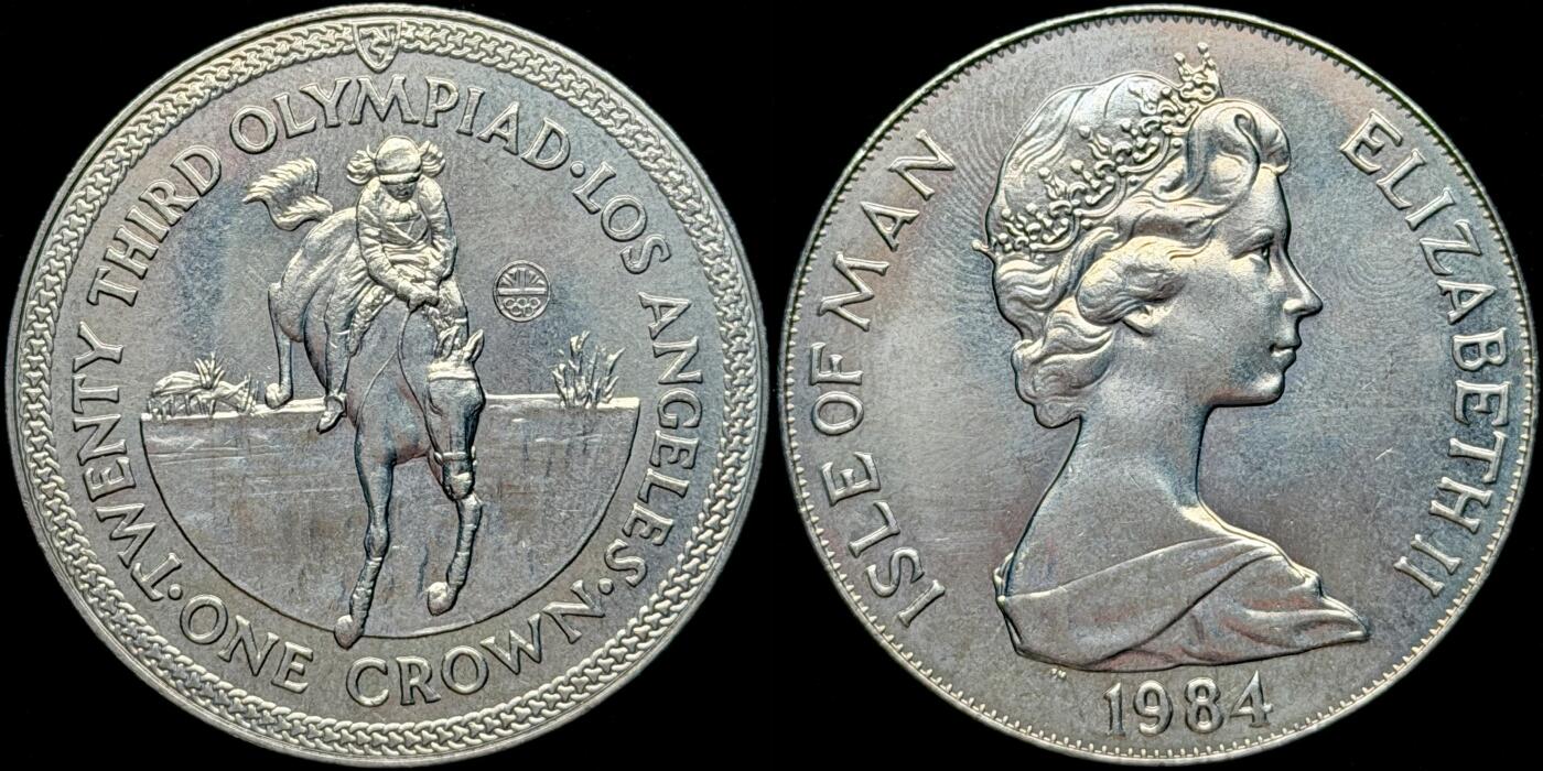 ＜星葵🌻钱币社＞第72期·东奔西走的硬币·3月31日发货 马恩岛1984年洛杉矶夏季奥运会·马术1克朗纪念币