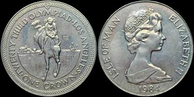 ＜星葵🌻钱币社＞第72期·东奔西走的硬币·3月31日发货 - 马恩岛1984年洛杉矶夏季奥运会·马术1克朗纪念币