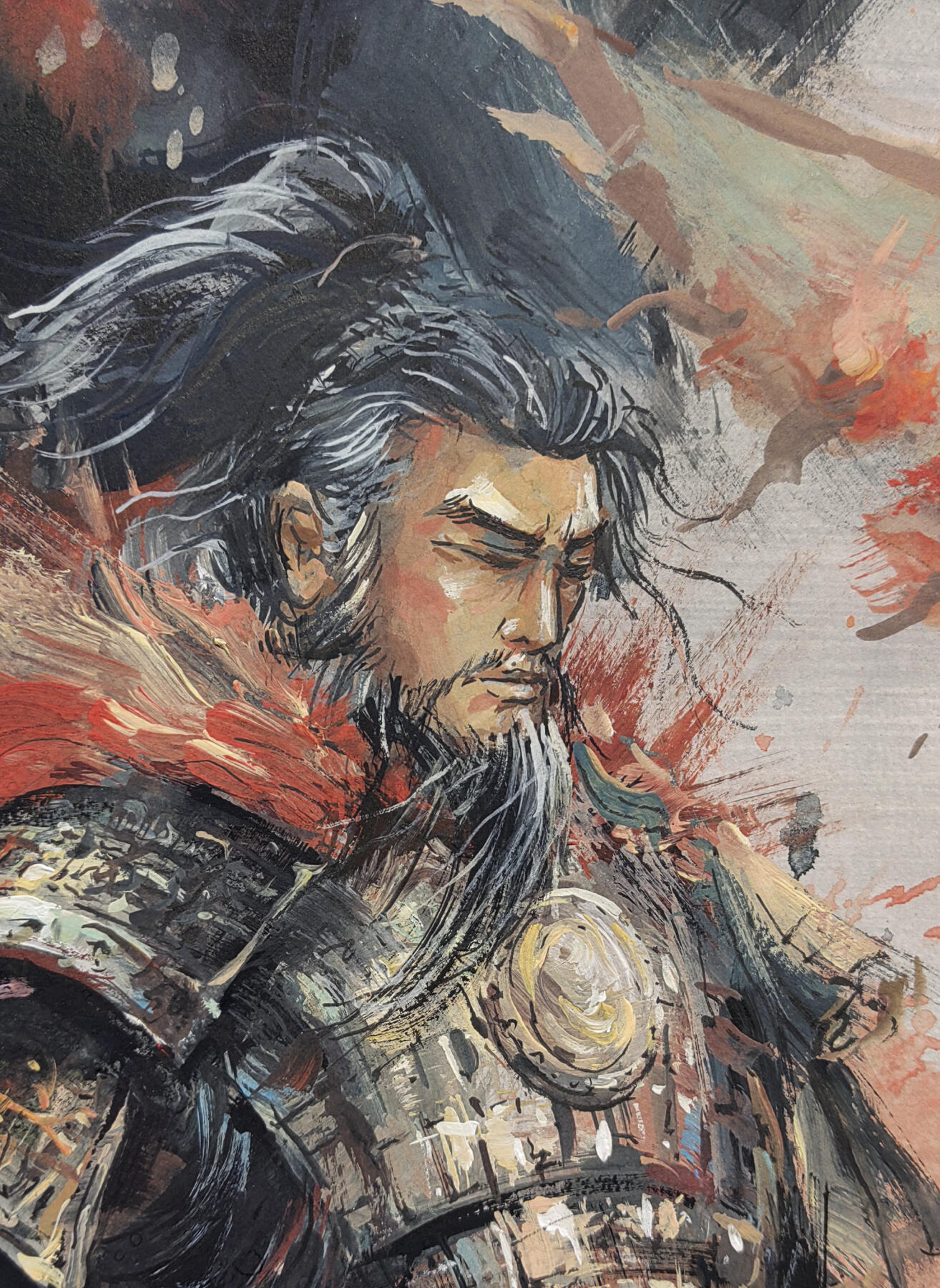 白泽拍卖卡牌手绘专场第34期（花朝去了又春分 草如茵 柳烟新） 2026 马哲帆手绘画 刘备 尺寸：25.3cm*36.5cm  马哲帆钤印