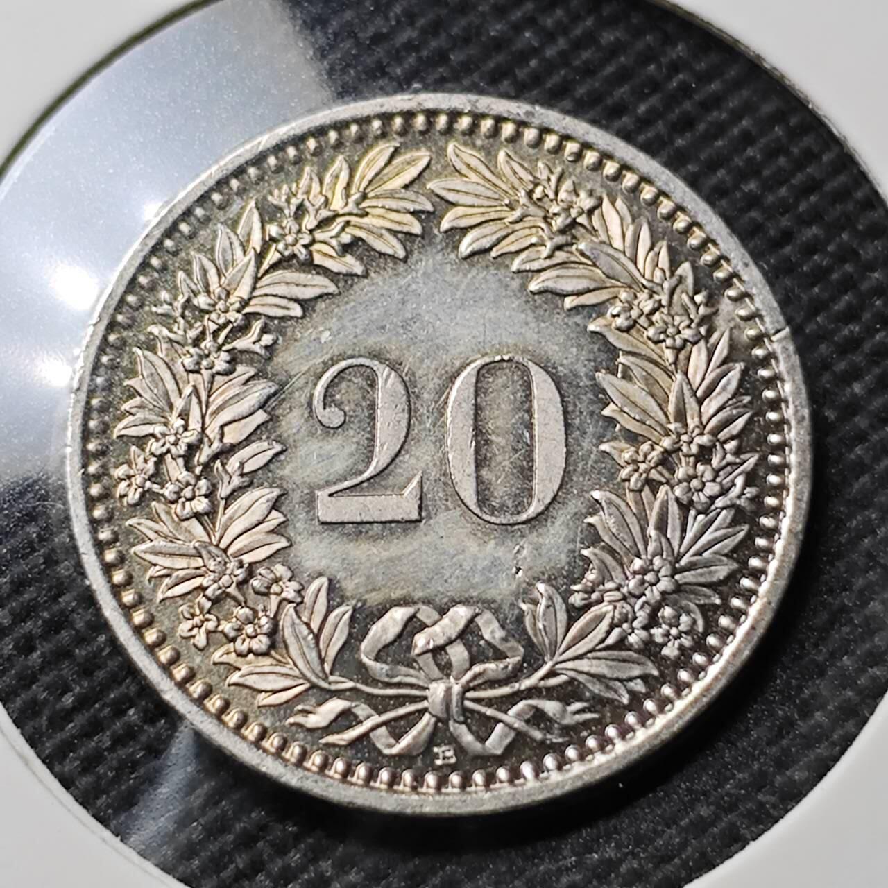 KK钱币收藏小铺  第409期 2月预留时间 周末发货  2010瑞士20分