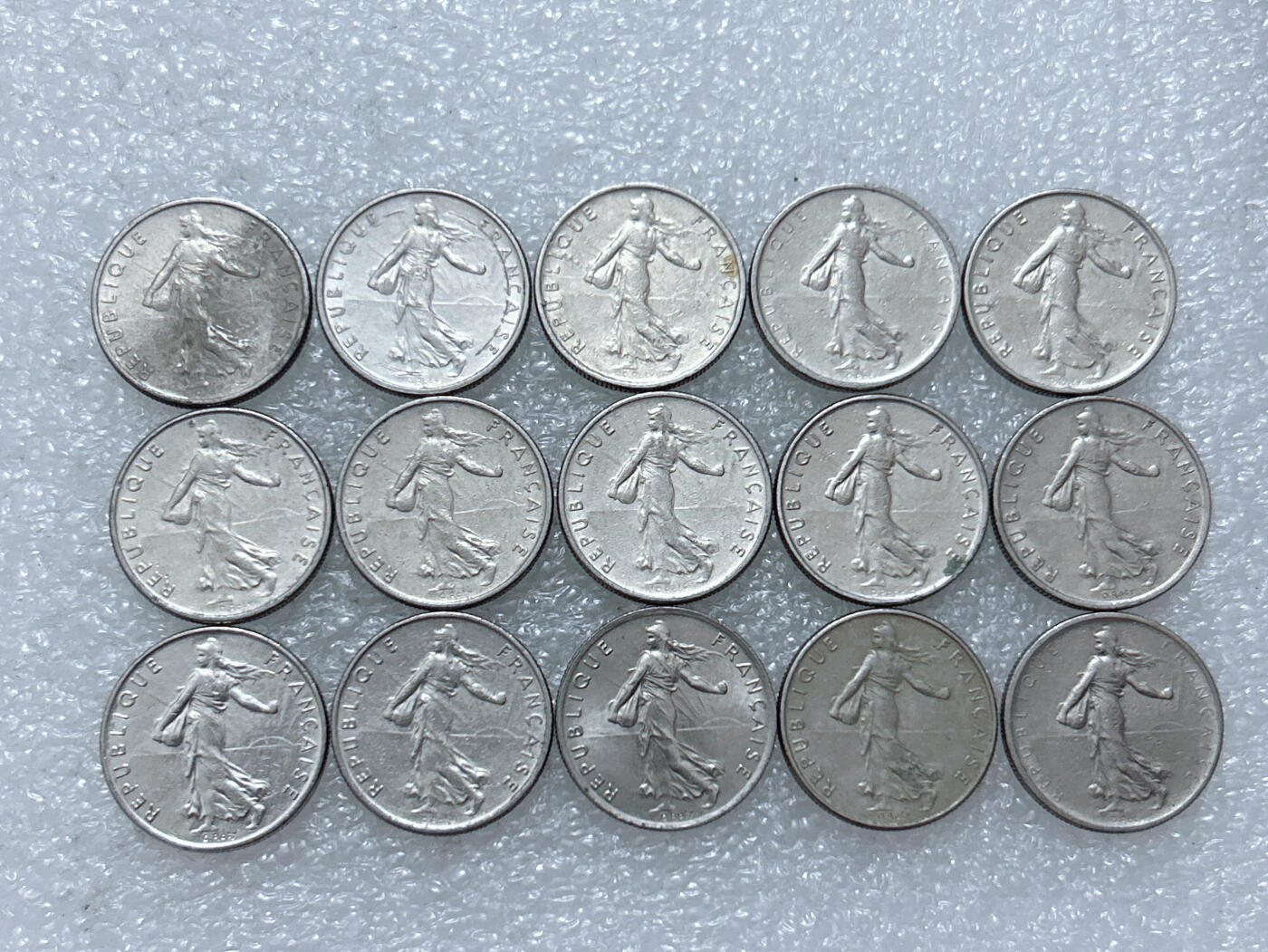 第一海外回流一元起拍收藏 散集专场  第306期 法国1/2法郎硬币 15枚