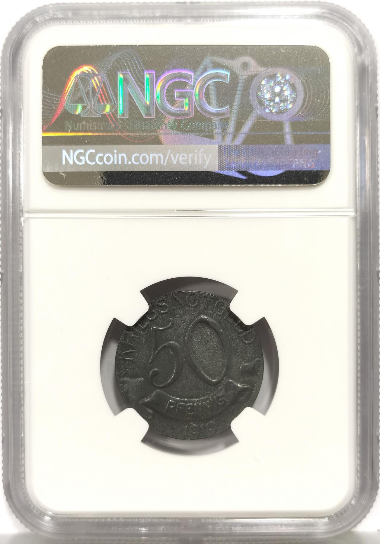 博洋堂“芳菲春韵”3月精品大拍专场暨第166期（全场包邮） NGC MS62 德国德紧1919年沃尔法赫1919年50芬尼锌币，美女头像，少见品种