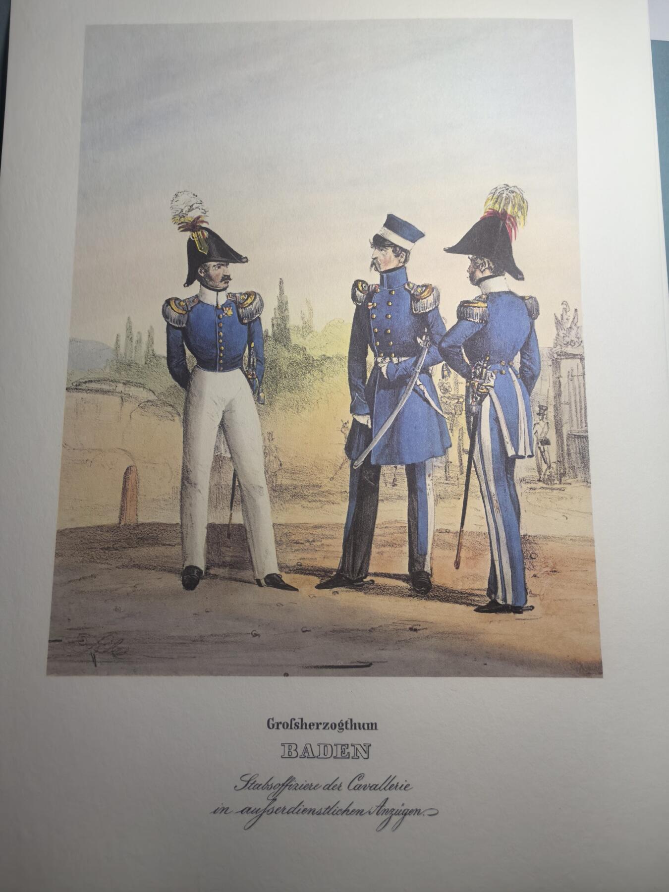 盛世勋华——号角文化勋章邮票专场拍卖第310期 大尺寸手绘图卡 巴登大公国骑兵参谋军官 大A4尺寸 翻印自1848年出版《德意志陆军》一书