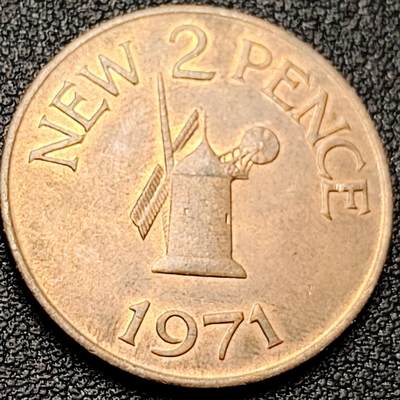 泉币菌-第216场-拍品多 请提前出价 - 铜光美品 英属根西岛 1979年2便士青铜币 萨克岛的风车 26mm