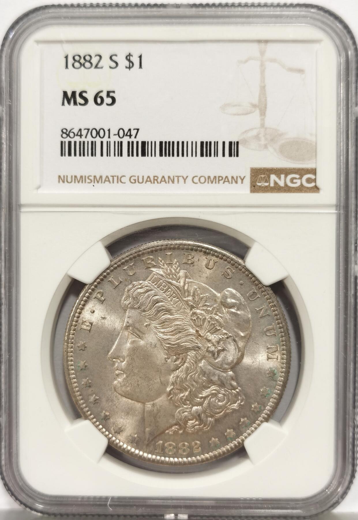 博洋堂“芳菲春韵”3月精品大拍专场暨第166期（全场包邮） NGC MS65 美国1882年S版摩根银币 通体淡淡暮山紫包浆若有若无 高级感满满