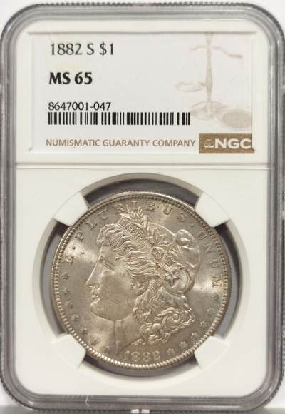 博洋堂“芳菲春韵”3月精品大拍专场暨第166期（全场包邮） - NGC MS65 美国1882年S版摩根银币 通体淡淡暮山紫包浆若有若无 高级感满满