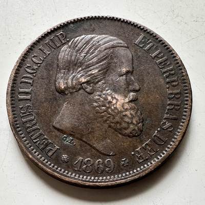 🌹外币初藏🌹🐯2026年第34场   每周二四六晚8️⃣点 接代拍 - 巴西 1869年 佩德罗二世 20瑞斯 铜币 