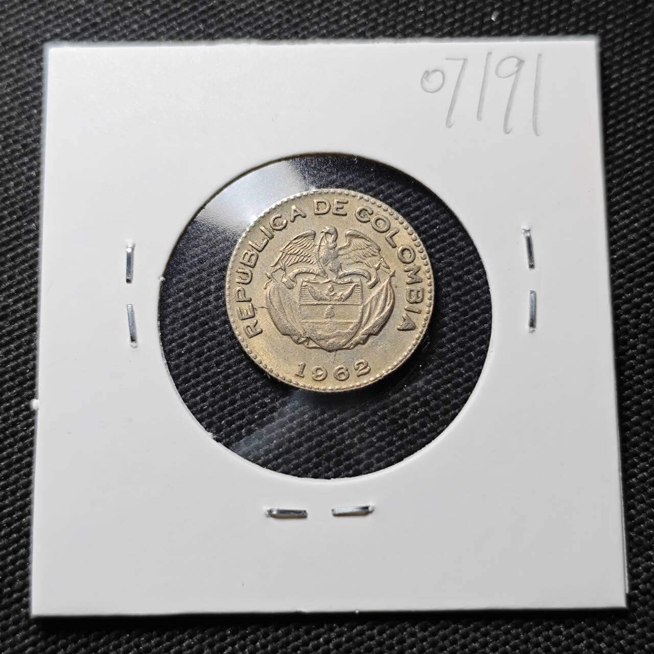 KK钱币收藏小铺  第407期 2月预留时间 周末发货  1962哥伦比亚10分