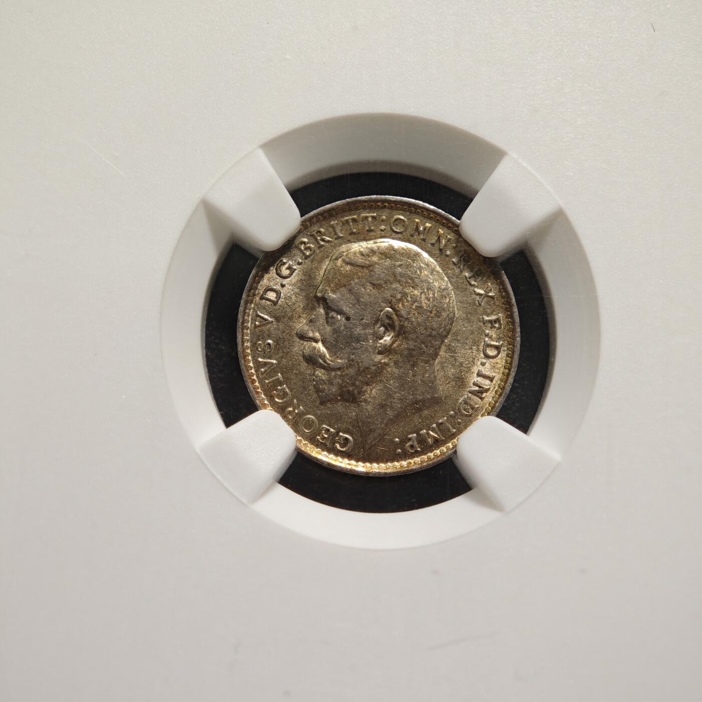 【德藏】世界币章拍卖第169期（拍品征集中~欢迎藏友联系） 1916年 英国乔治五世濯足节3便士银币 NGC MS62 黄油包浆